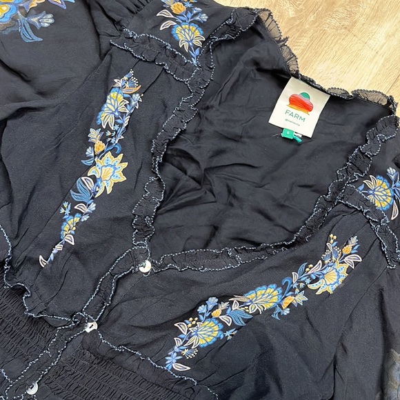 FARM RIO Floral-Embroidered Long-Sleeve Minidress, SiZE SMALL 1363 - Picture 8 of 11